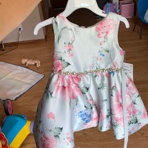 Macy’s mint flower crystal belt dress